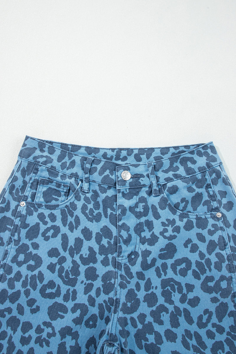 Leopard Print Straight Loose Jeans