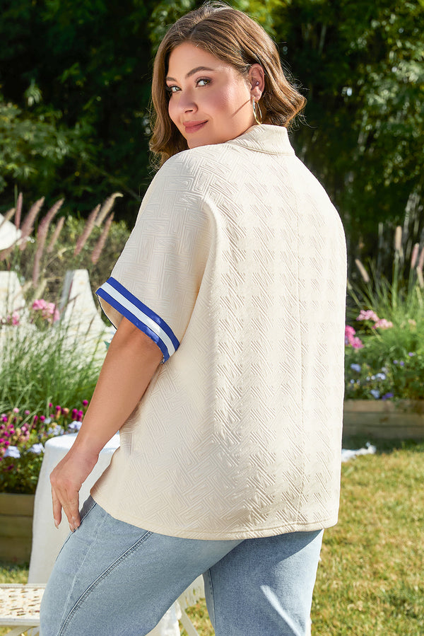 Varsity Half Zip Textured Plus Size Top