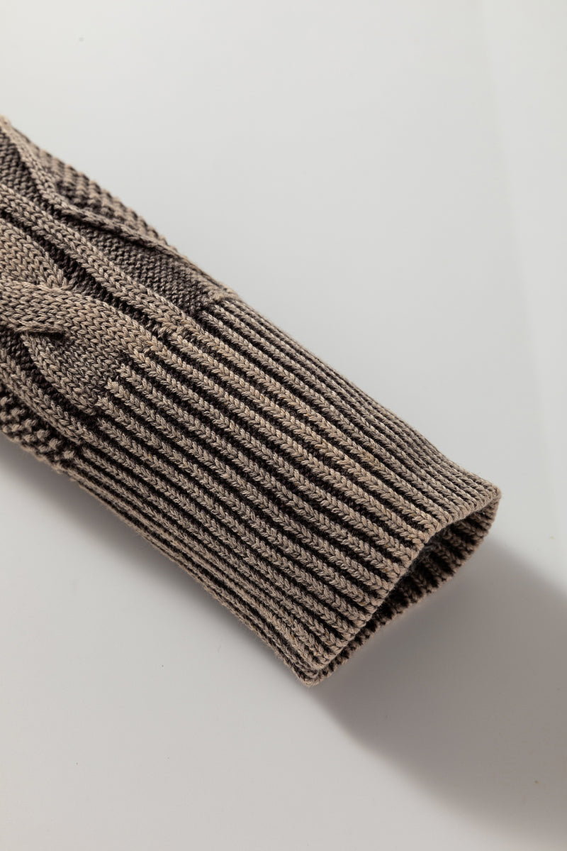 Contrast Cable Knit Sleeve Casual Sweater