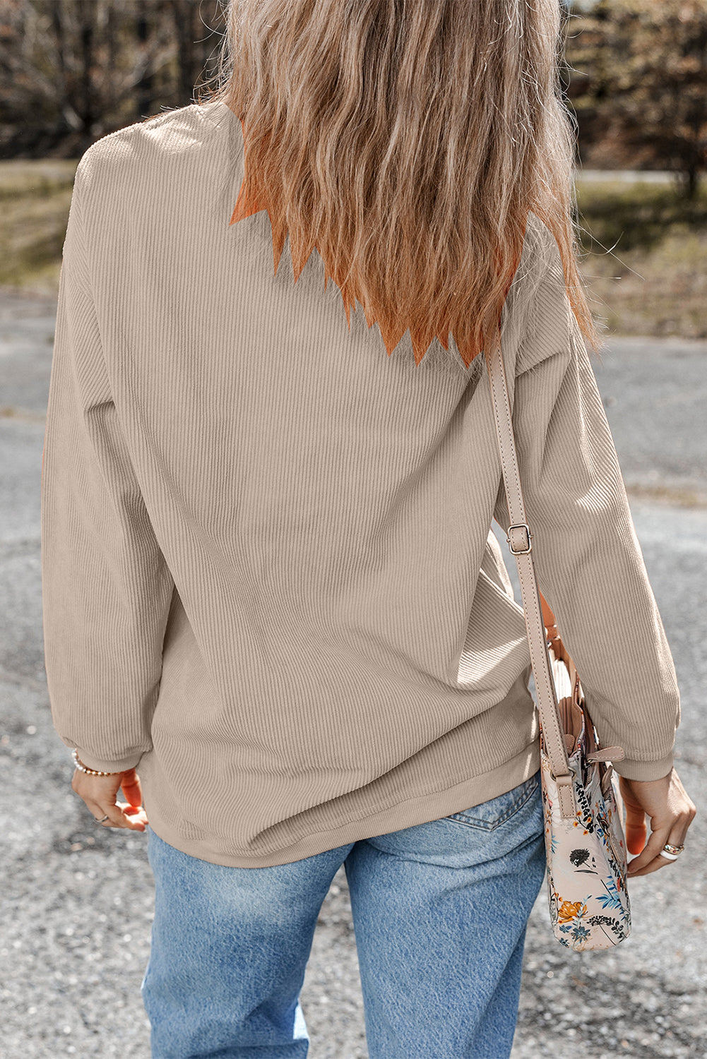 Twisted Rib Texture game day Rugby Embroidered Baggy Sweatshirt