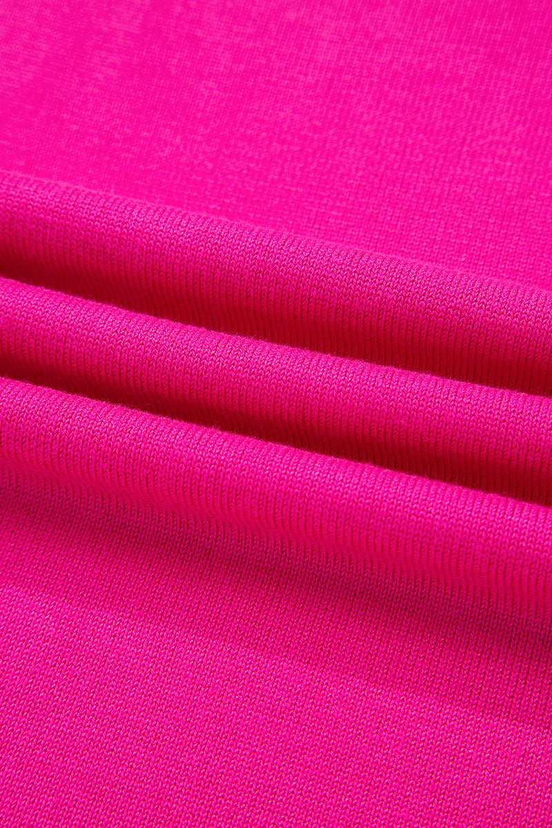 Contrast Trim Round Neck Short Sleeve Loose Knit Sweater