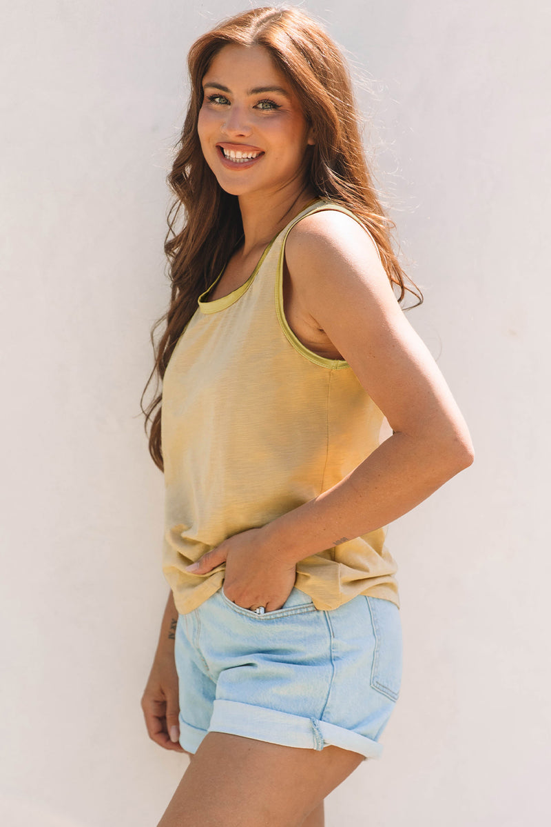 Metallic Sheen Edge Scoop Neck Tank Top