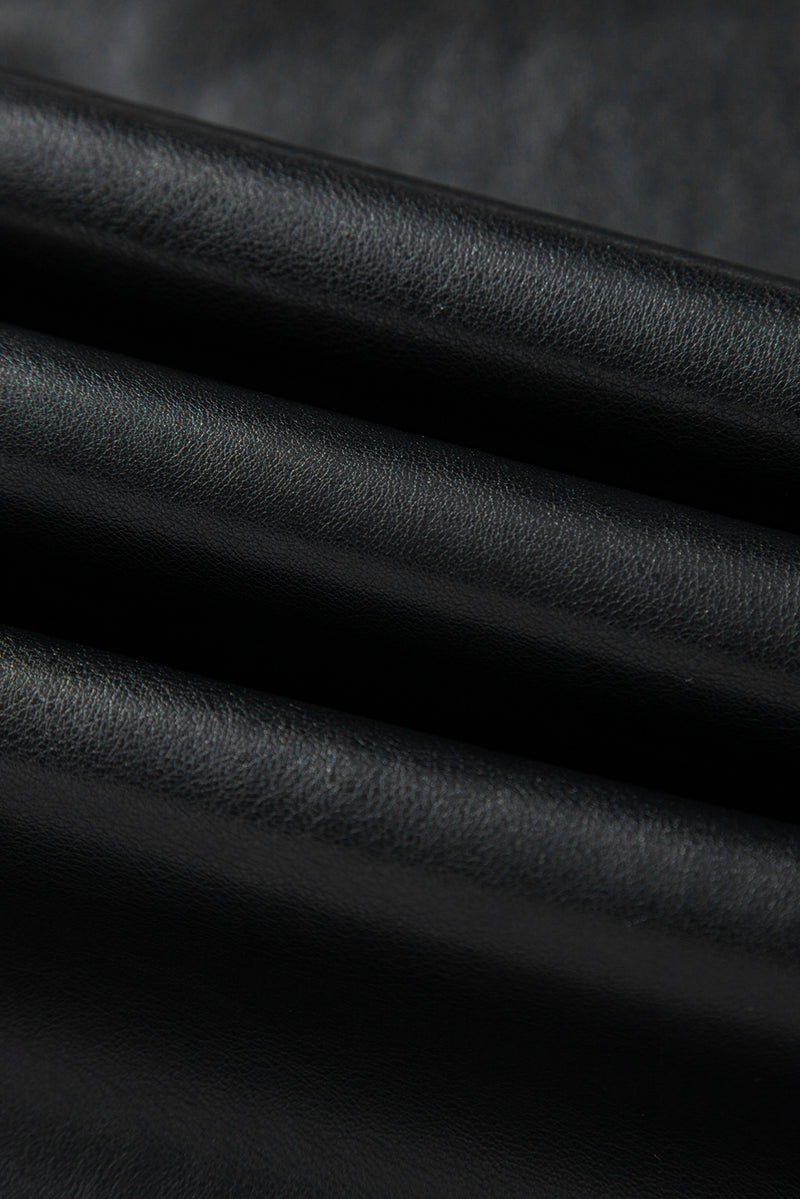 Faux Leather Side Slit Maxi Skirt