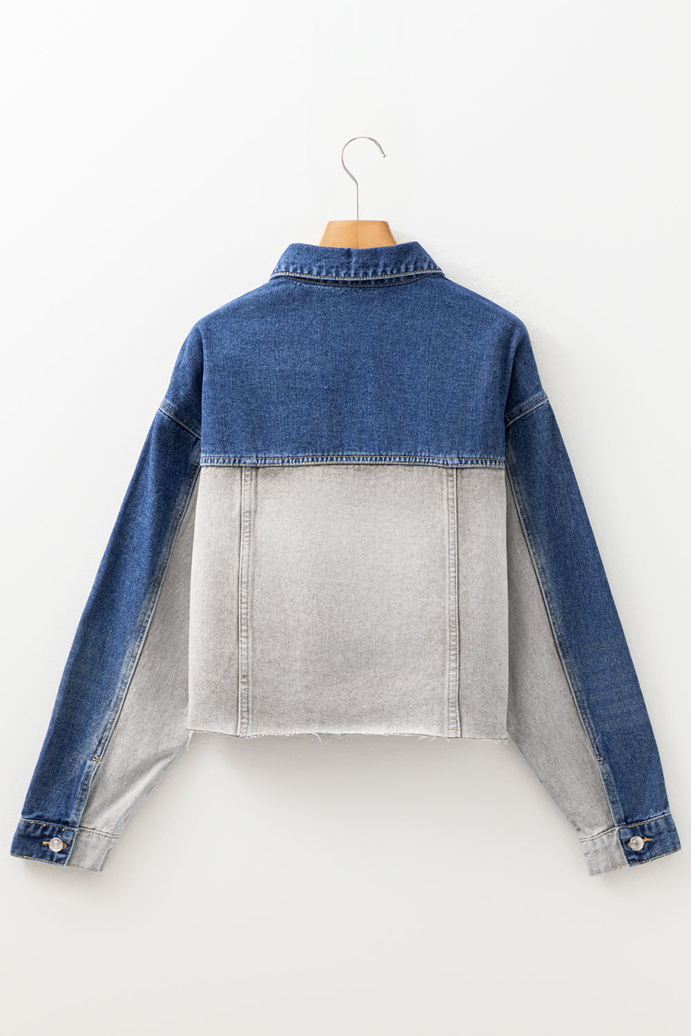 Color Block Patchwork Flap Detail Distress Denim Jacket