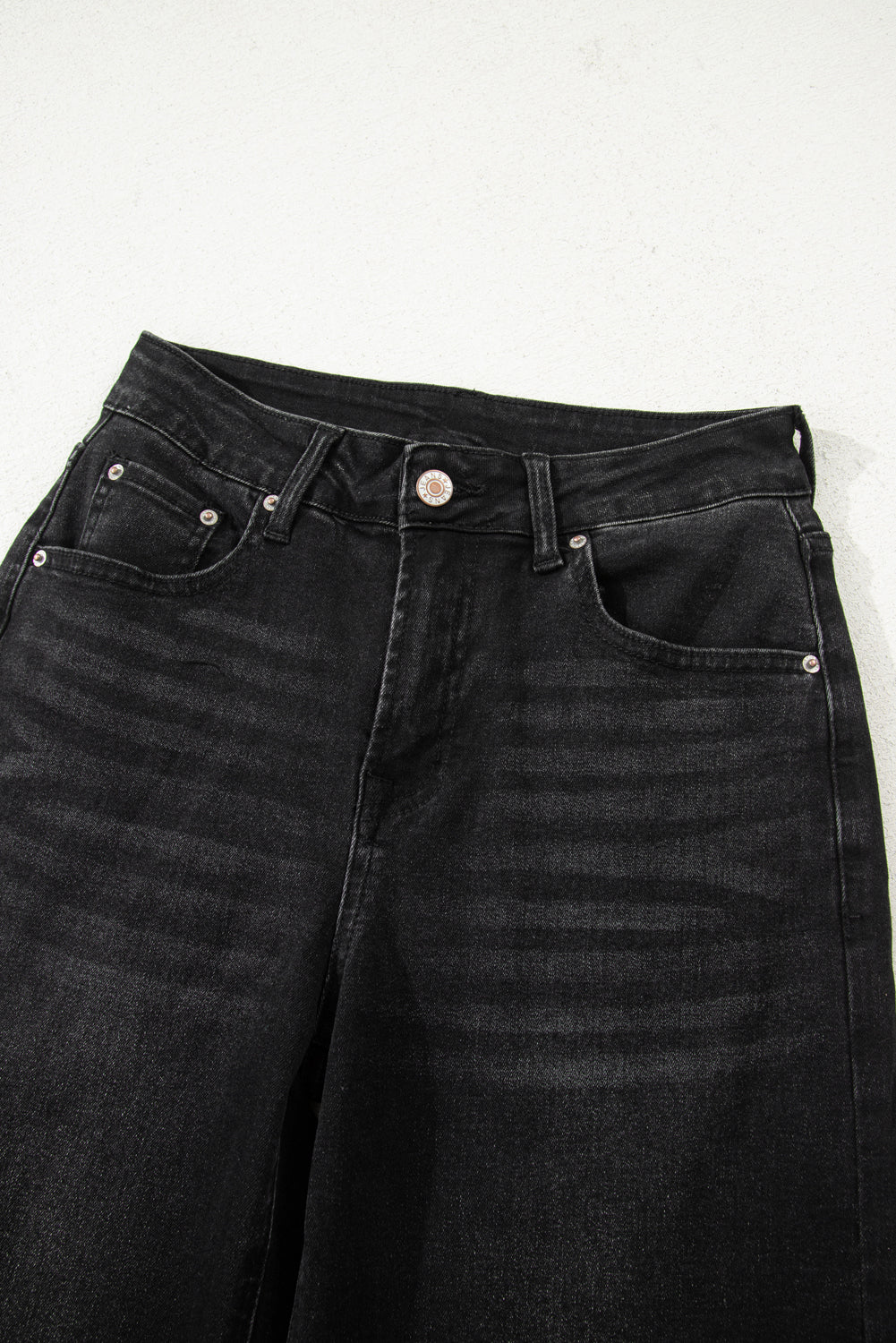 Raw Hem Straight Leg Loose High Waist Jeans