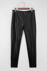Faux Leather Seamed Leg High Waist Leggings