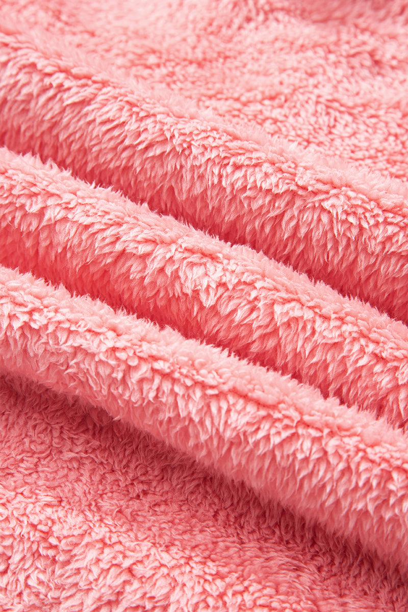 Pink Varsity Striped Banding Patchwork Winter Plush Vest