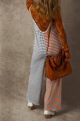 Stripe Two Tone Contrast Spaghetti Strap Backless Overall