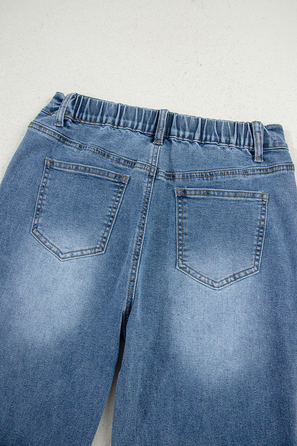 Star Patchwork Cropped Wide Leg High Waist Jeans