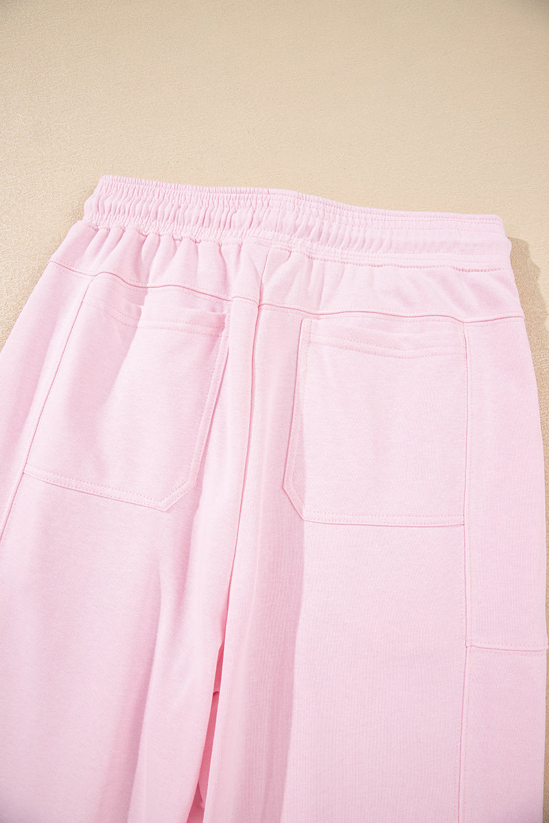 Drawstring Waist Patchwork Solid Color Jogger Pants