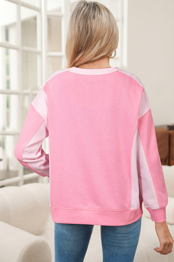 2-tone Color Block Patchwork Drop Shoulder Sweatshirt