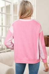 2-tone Color Block Patchwork Drop Shoulder Sweatshirt