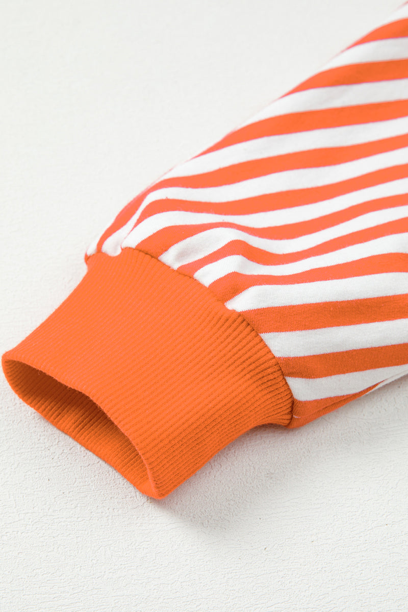Stripe Exposed Seam Drop Shoulder Casual Pullover Top