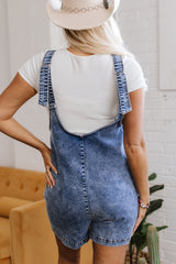 Sleeveless U Neck Patched Pocket Denim Romper