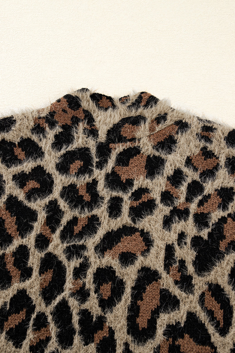 Brown Leopard Open Casual Cardigan