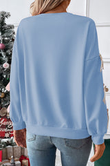 Contrast Bow Decor Dropped Sleeve Crewneck Sweatshirt