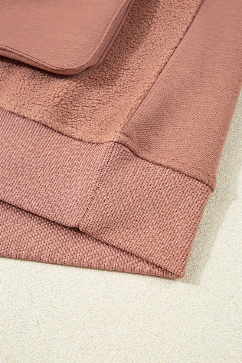 Exposed Seam Side Pockets Half Zipper Baggy Sweatshirt