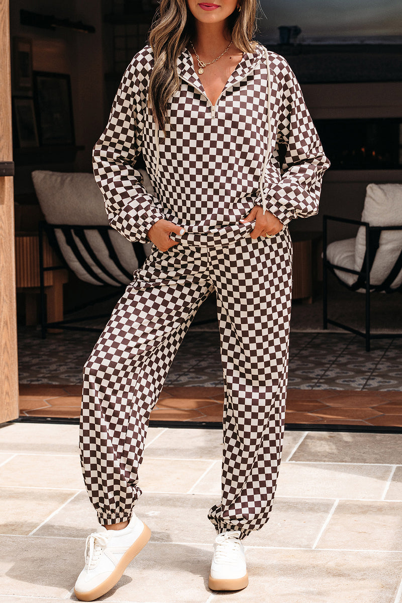 Athleisure Checkered 2pcs Pants Set