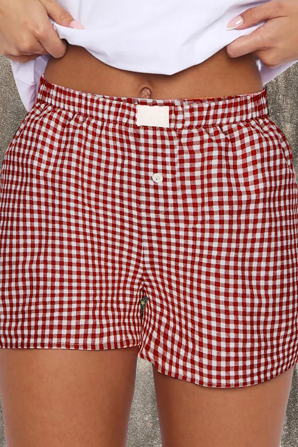 Gingham Printed High Waist Shorts