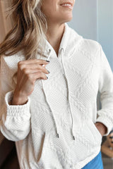Cable Lattice Texture Kangaroo Pocket Hoodie