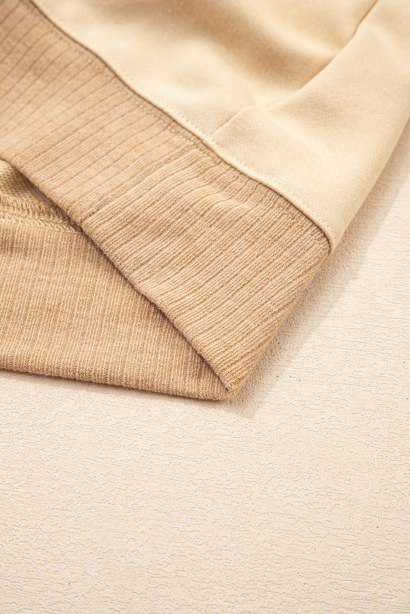 Light French Aztec Patchwork Raglan Pullover Sweatshirt