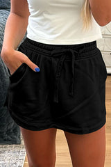 French Terry Drawstring Mini Skort with Pockets