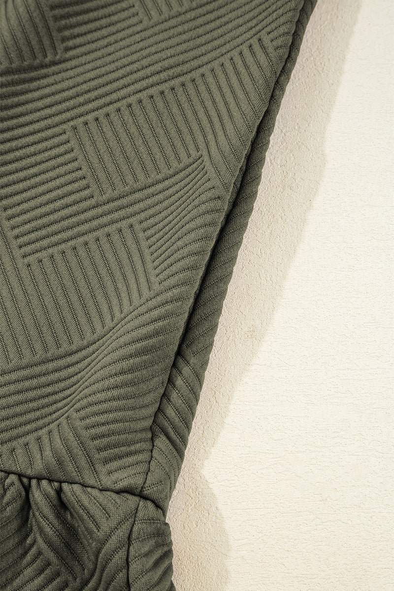 Quarter Zip Collar Bracelet Sleeve Textured Mini Dress