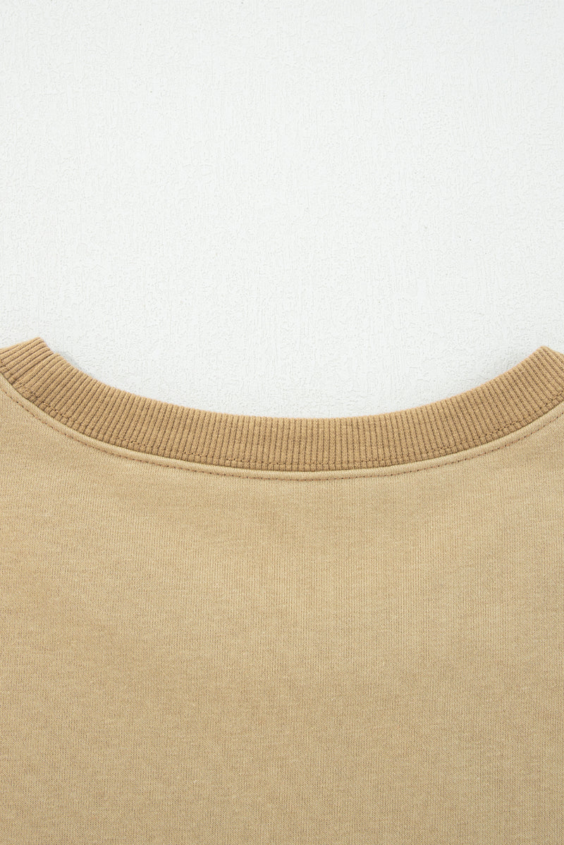 Contrast Star Patchwork Exposed Seam Uneven Hem Drop Shoulder Sweatshirt