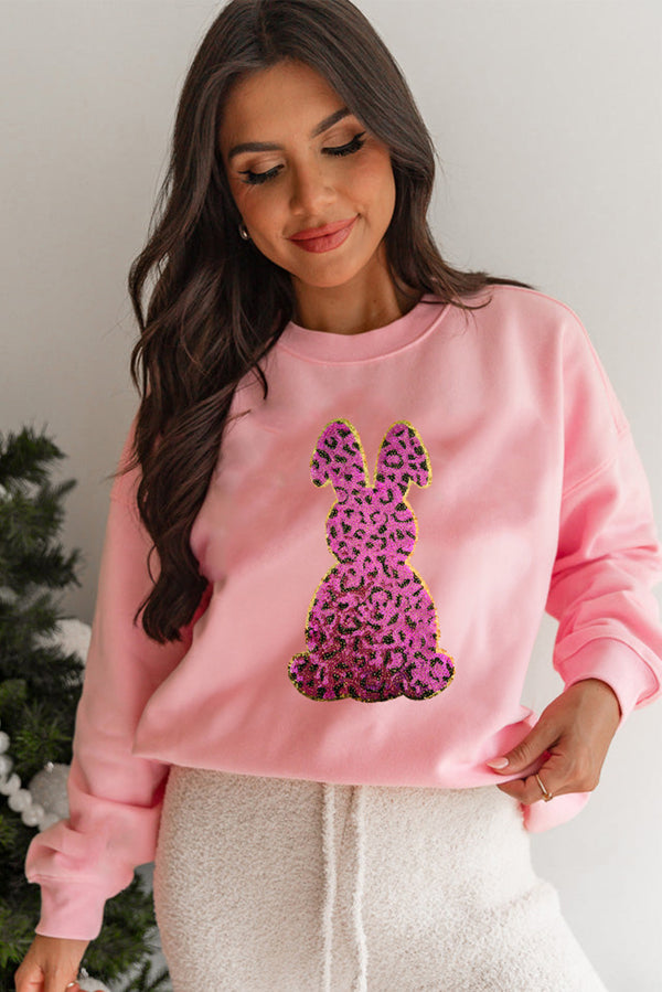 Cheetah Easter Rabbit Graphic Sweatshirt