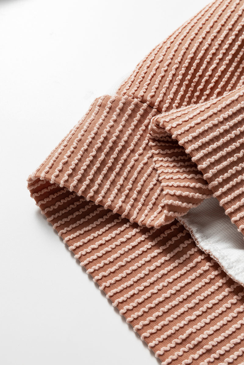Cable Texture Ribbed Color Block Plus Size Knit Top
