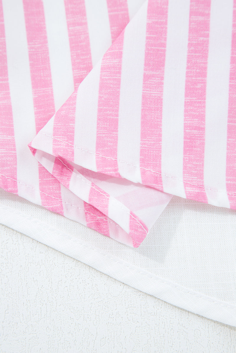 Pink Leopard Striped Western Casual Shirt