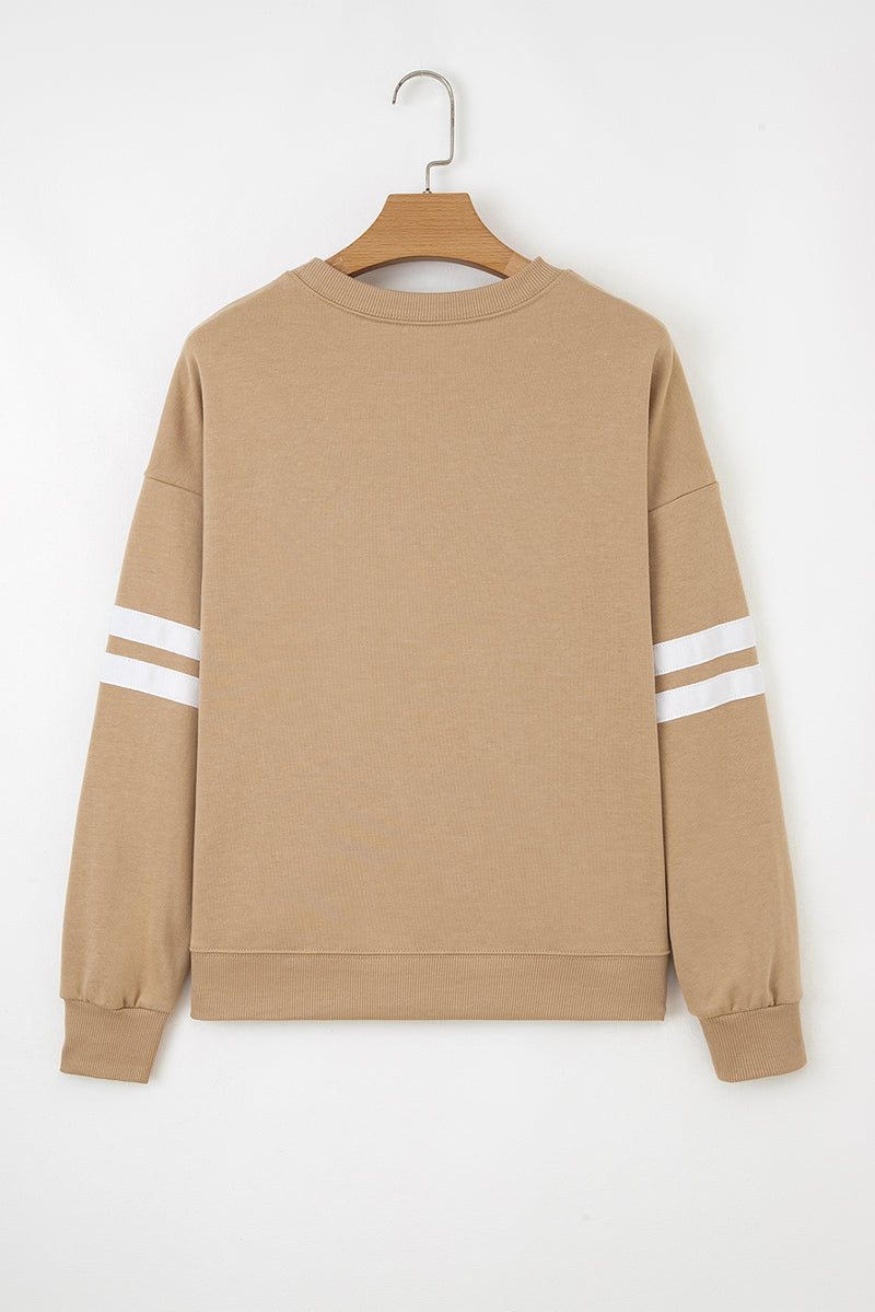 Varsity Striped Detail Drop Shoulder Oversized Sweatshirt