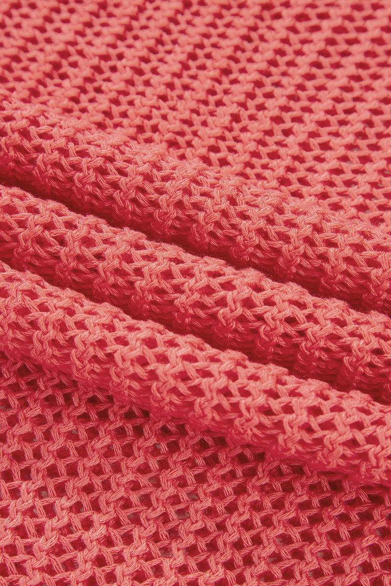 Coral Crochet Hollow-out Jumper Top Sweater