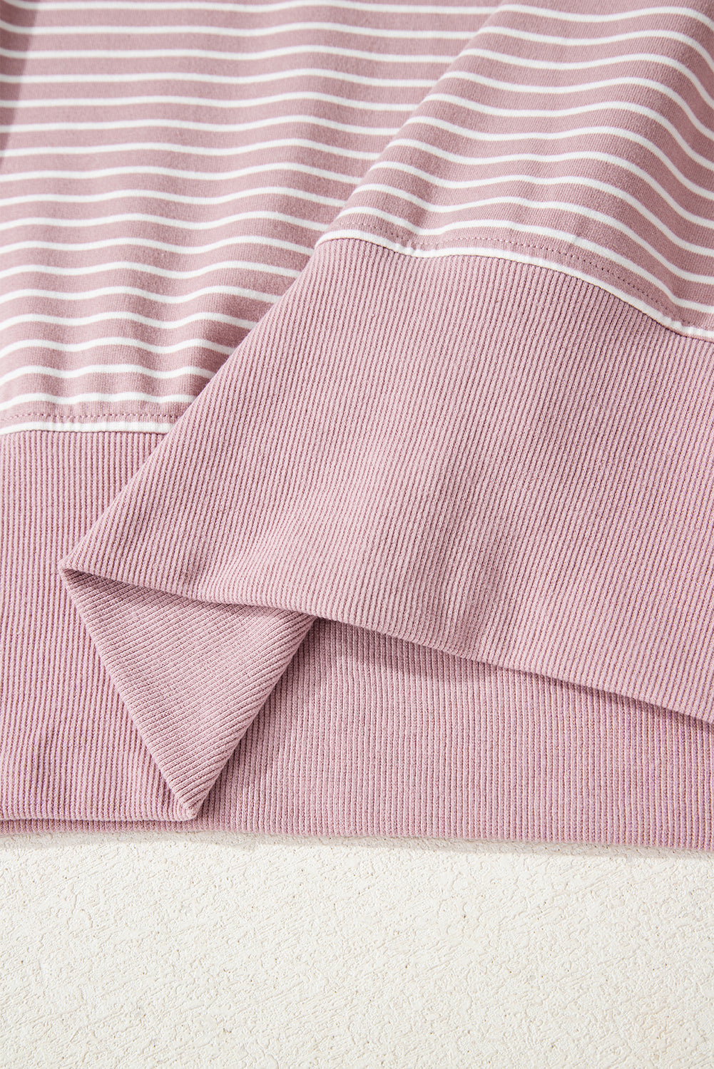 Stripe Thumbhole Side Slits Drop Shoulder Loose Fit Hoodie