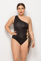 New Style Foreign Trade Oblique Shoulder Plus One-piece Bikini Female Plus Size Swimsuit