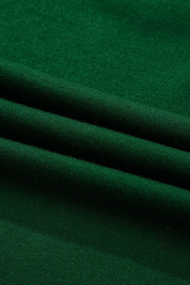 Moss Green Floral Patchwork Shirred Cuff Puff Sleeve Sweater