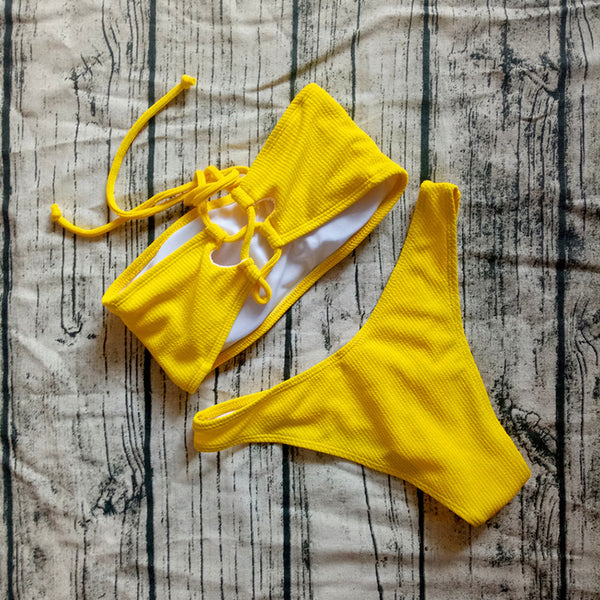 Solid Color Bikini set ladies swimwear
