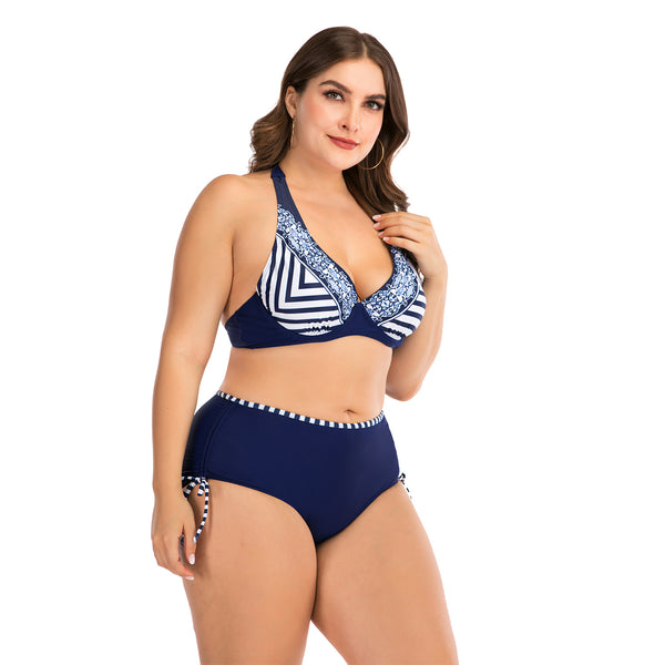 Plus size woman underwire bikini set swimwear