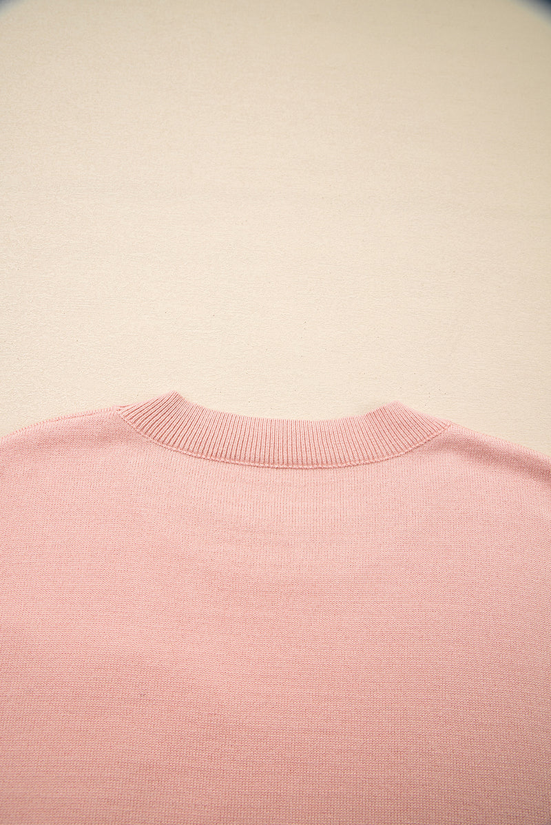 Blossom Big Flower Accent Bubble Sleeve Drop Shoulder Sweater