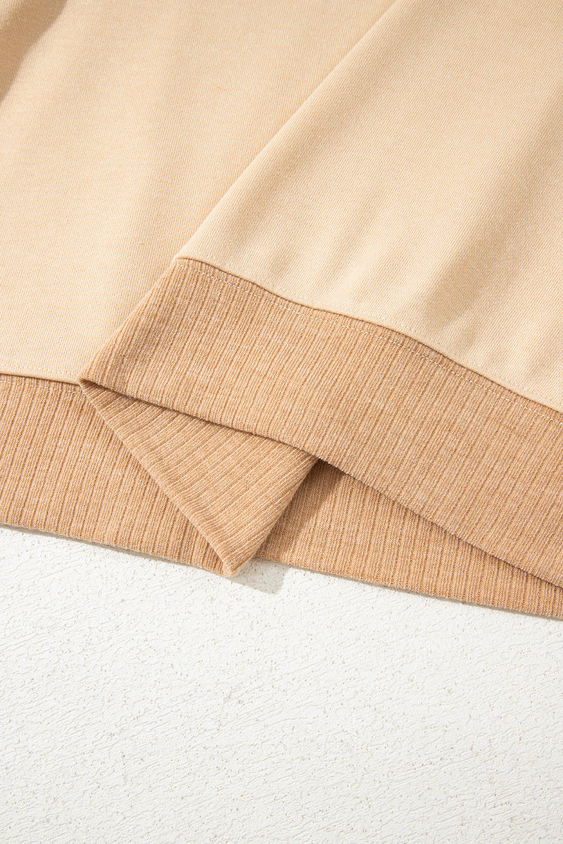 Light French Aztec Patchwork Raglan Pullover Sweatshirt