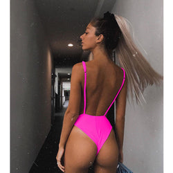 Women's Backless Solid Color one-piece swimsuit