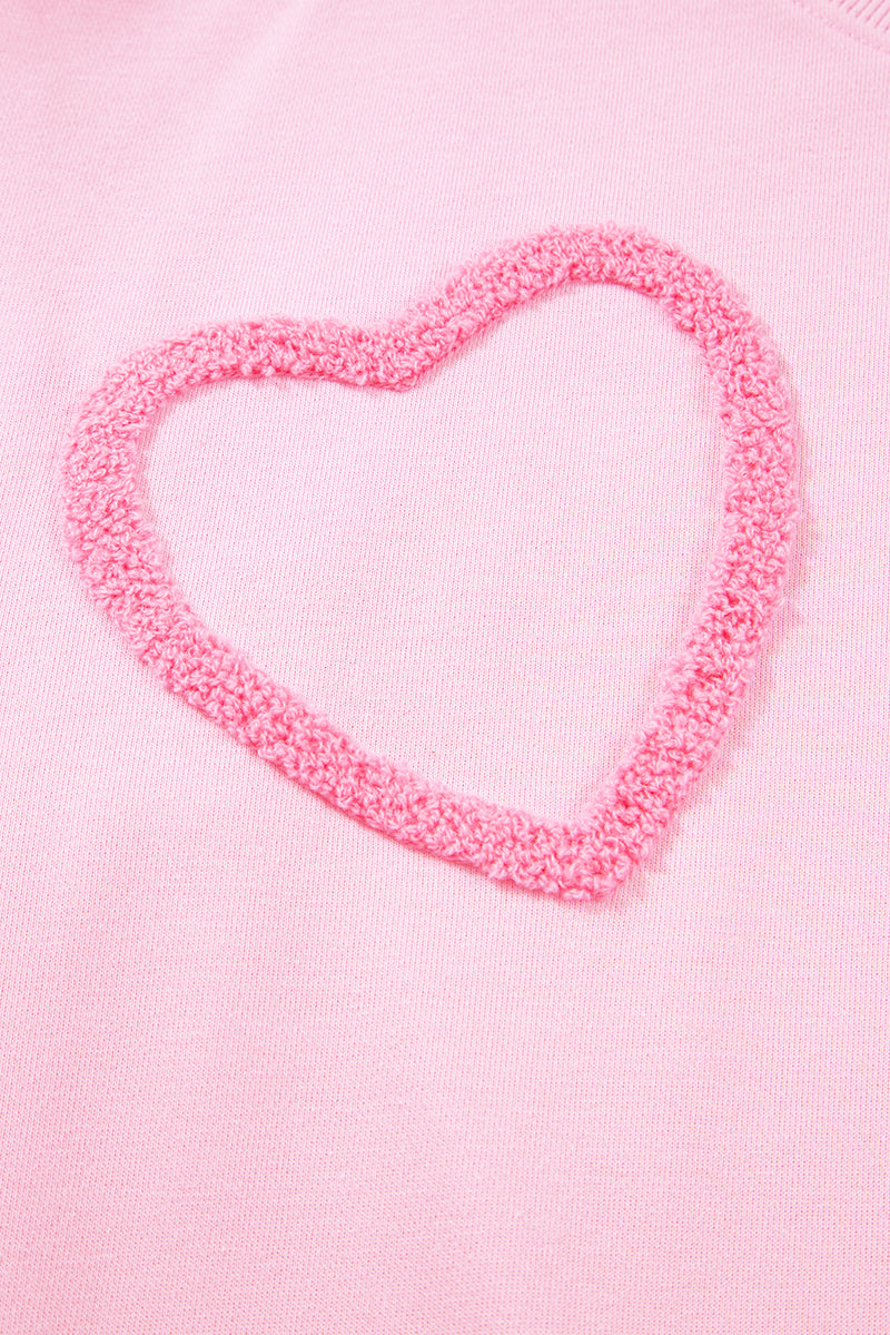 Phalaenopsis Chenille Heart Pattern Casual 2pcs Pants Set