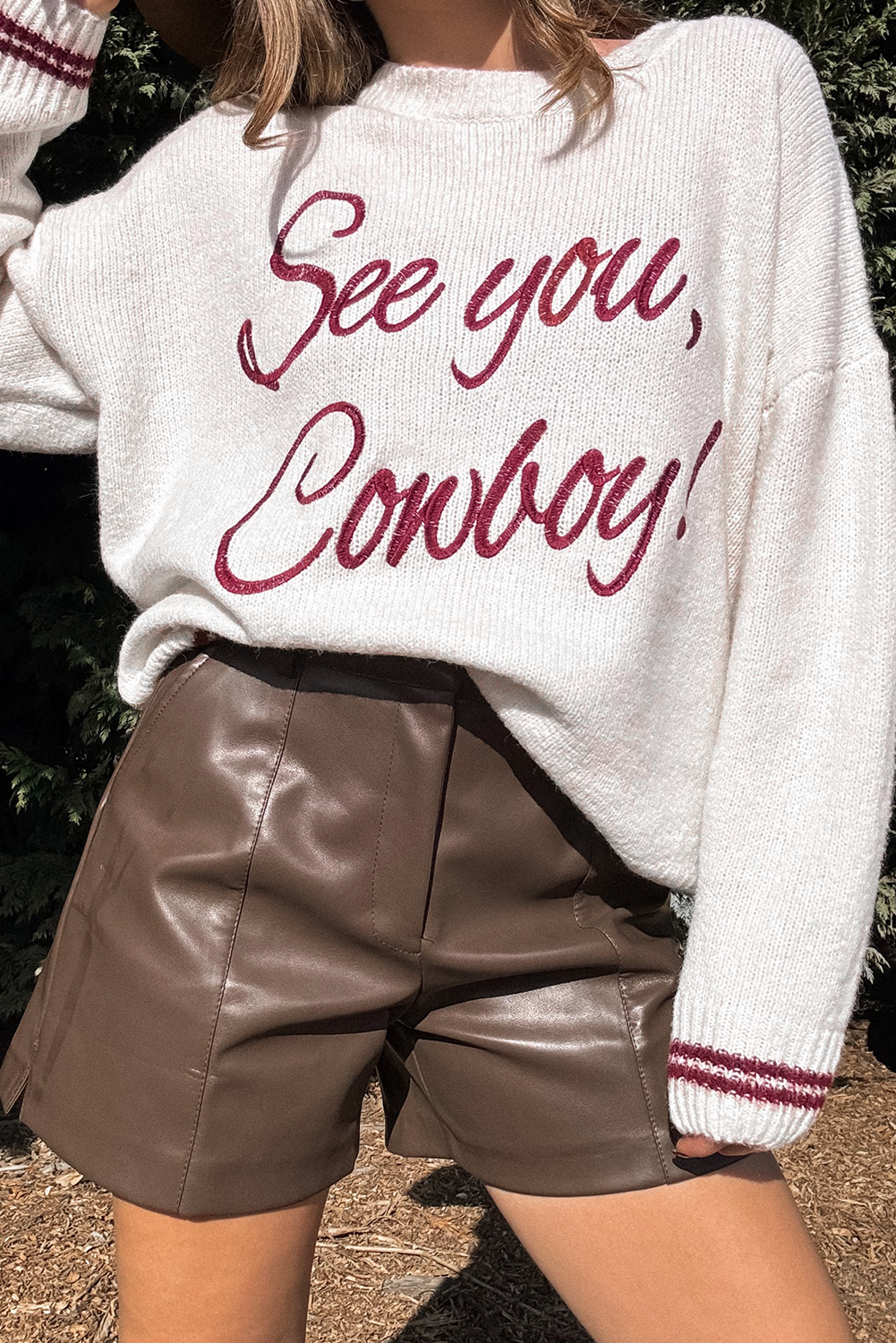 See You Cowboy Embroidered Western Graphic Sweater