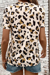 Leopard Print Round Neck Casual T Shirt