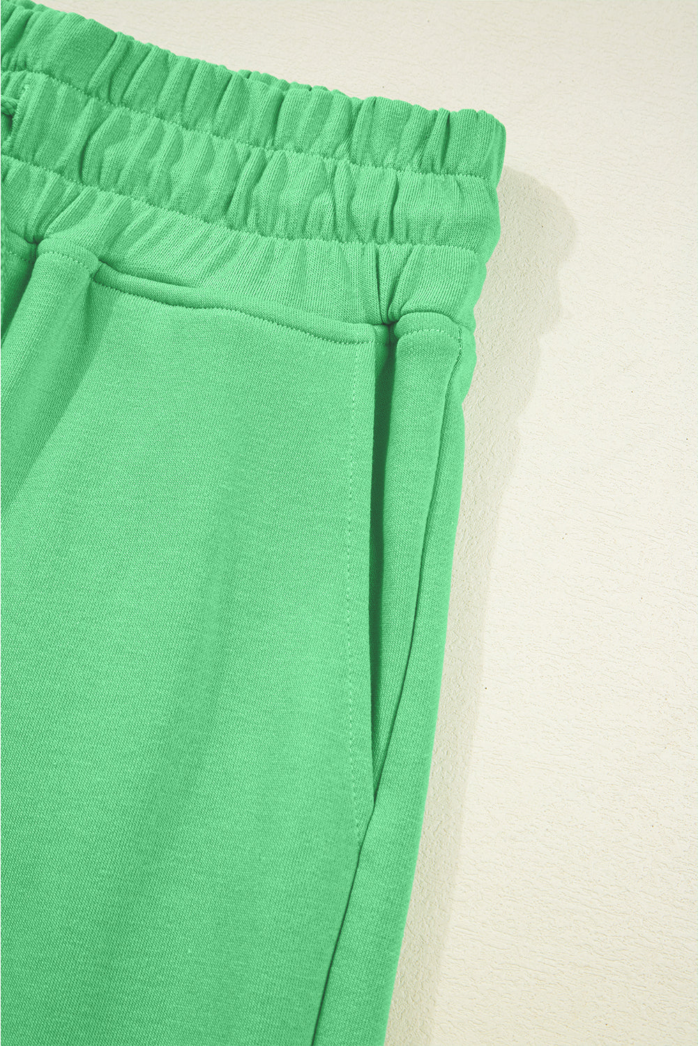 Drop Shoulder Puff Sleeve Crop Pullover Drawstring Wide Leg Pants Set