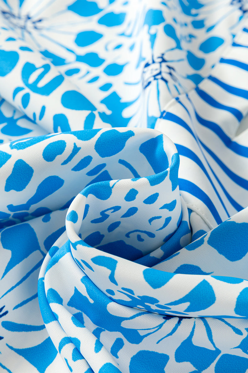 Contrast Striped Trim Floral Shift Fit Fall Dress