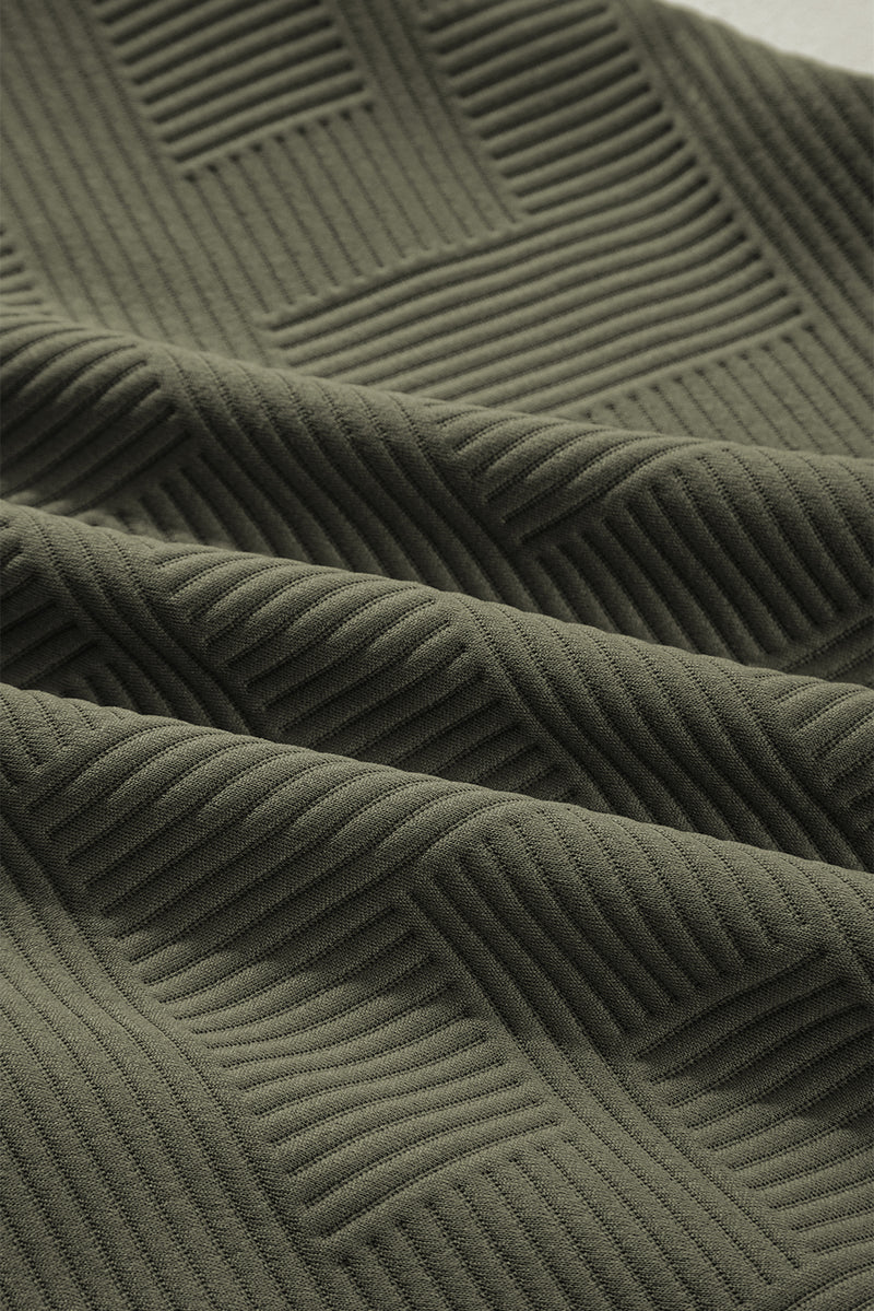 Quarter Zip Collar Bracelet Sleeve Textured Mini Dress