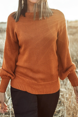 Solid Color Ribbed Trim Drop Shoulder Sweater