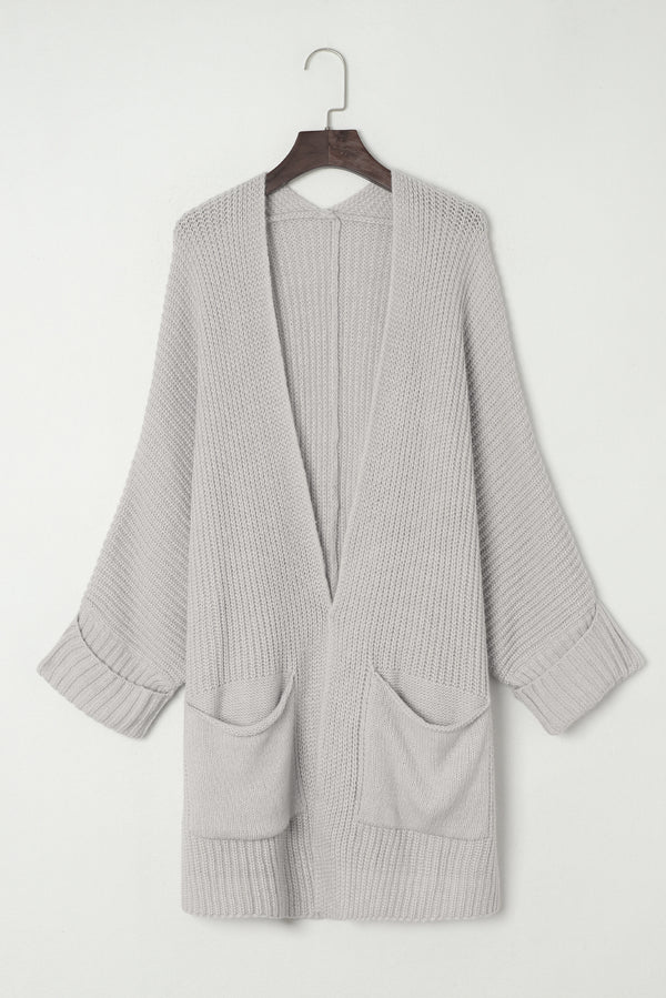 Oversized Fold Over Sleeve Open Front Cardigan