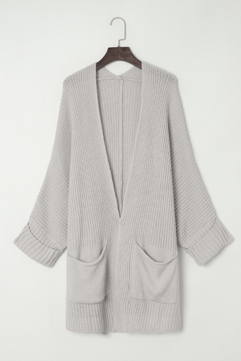 Oversized Fold Over Sleeve Open Front Cardigan